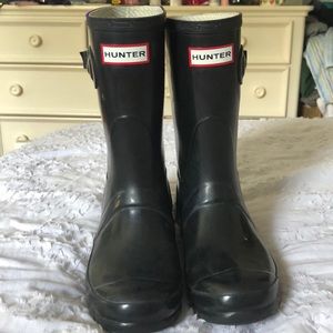 Black short women’s Hunter rain boots & inserts-6